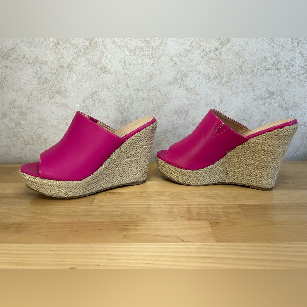 Perphy Espadrille Wedge Slides Hot Pink Platform Sandals Size 7.5 NWT - Picture 3 of 8